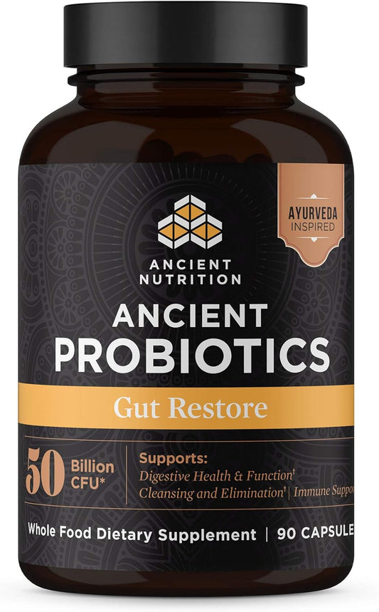 Probiotic Gut Restore Capsules with Superfoods Blend - 90ct, 50 Billion CFUs/Serving - Supports Digestion, Reduces Diarrhea, Constipation, Gas and Bloating - Includes Ginger and Fenugreek - Espot.com.au