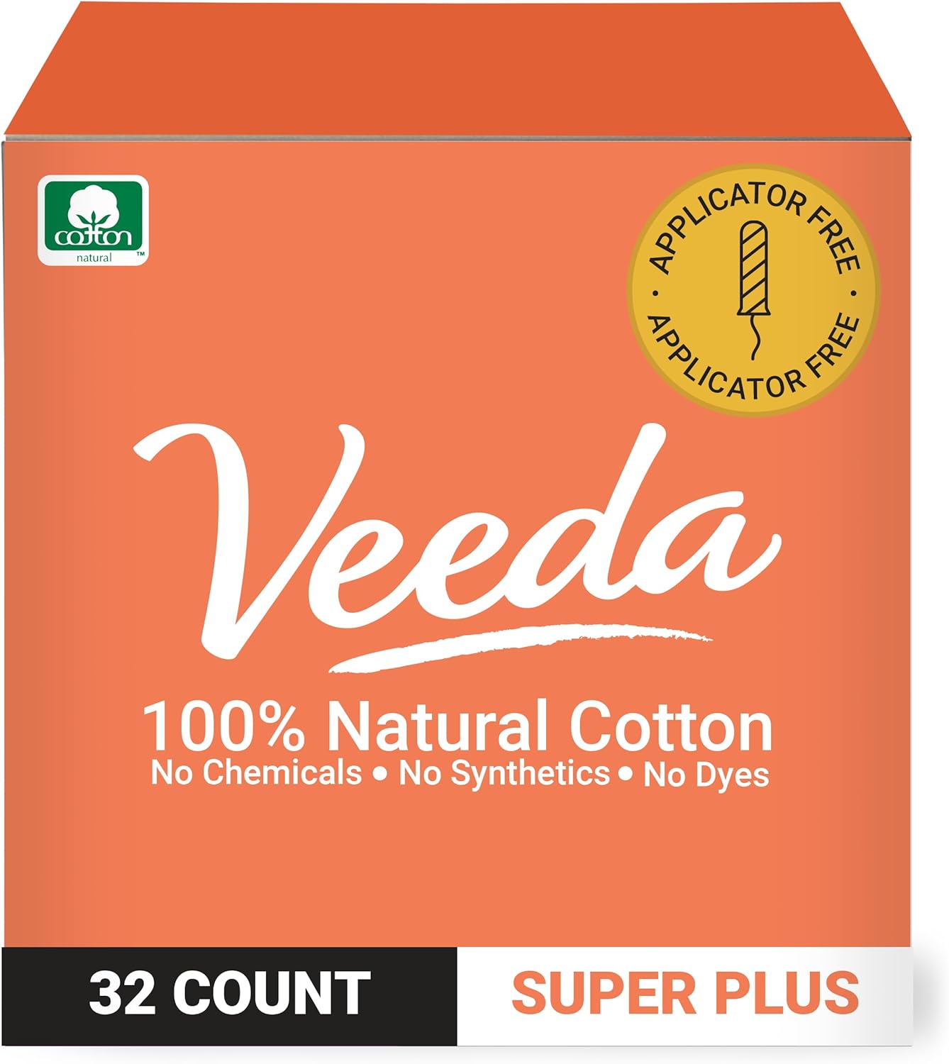 32-count-veeda-super-plus-absorbency-natural-cotton-tampons---applicator-free-leak-proof-toxin-free---unscented---100-cotton-1