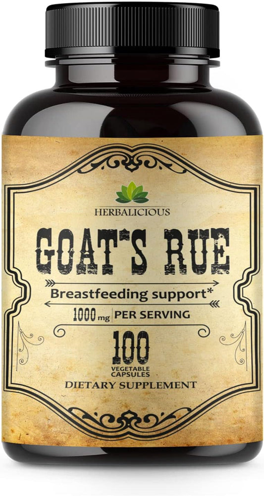 Goat’s Rue Herbal Supplement Capsules 1000mg - Breastfeeding Support - Natural Galega Officinalis - Increase Breastmilk Production - 100 Capsules - Espot.com.au
