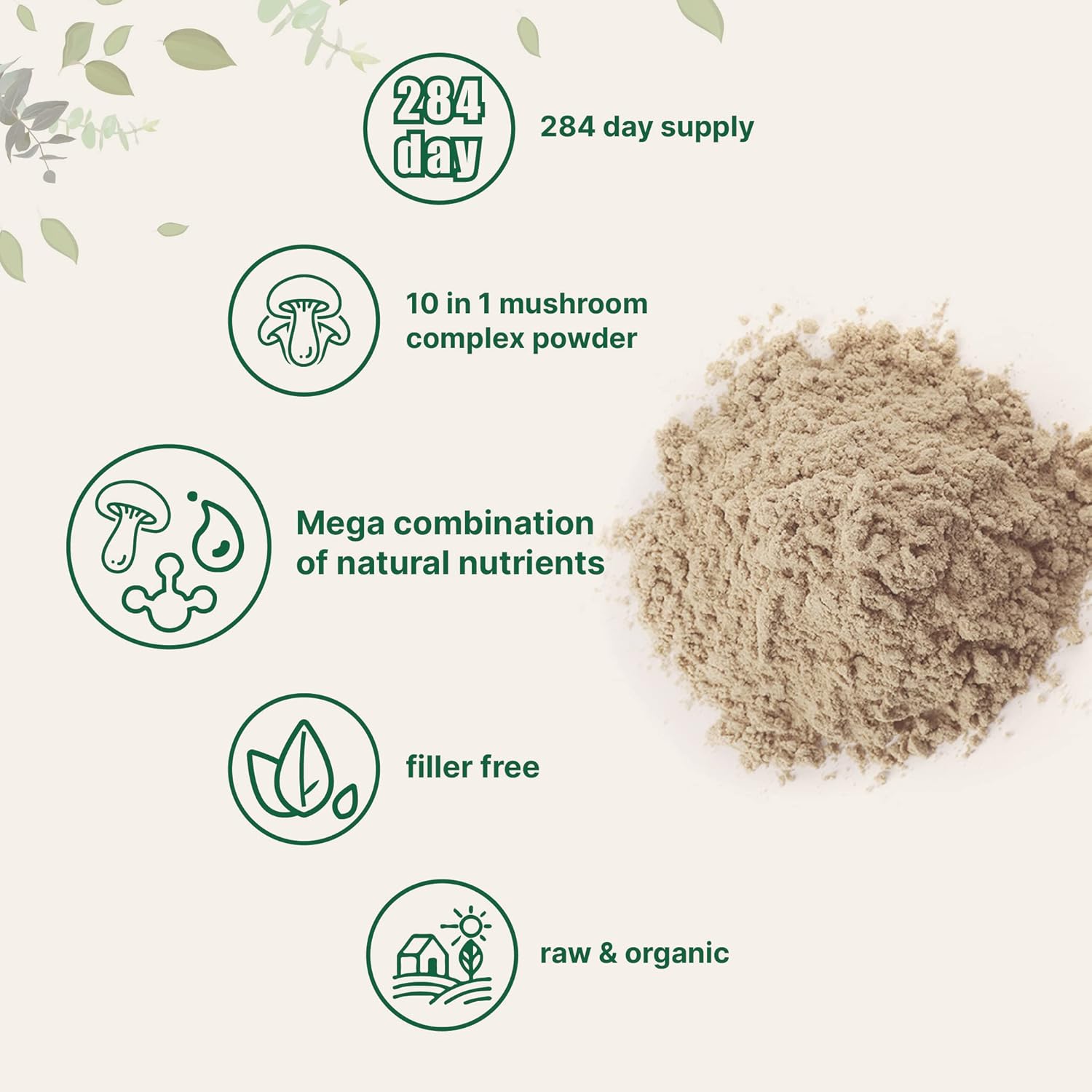 organic-mega-mushroom-10-in-1-complex-formula-powder---immune-system-booster---10oz-284-days-supply---chaga-lions-mane-cordyceps-reishi-more---vegan-filler-free-5