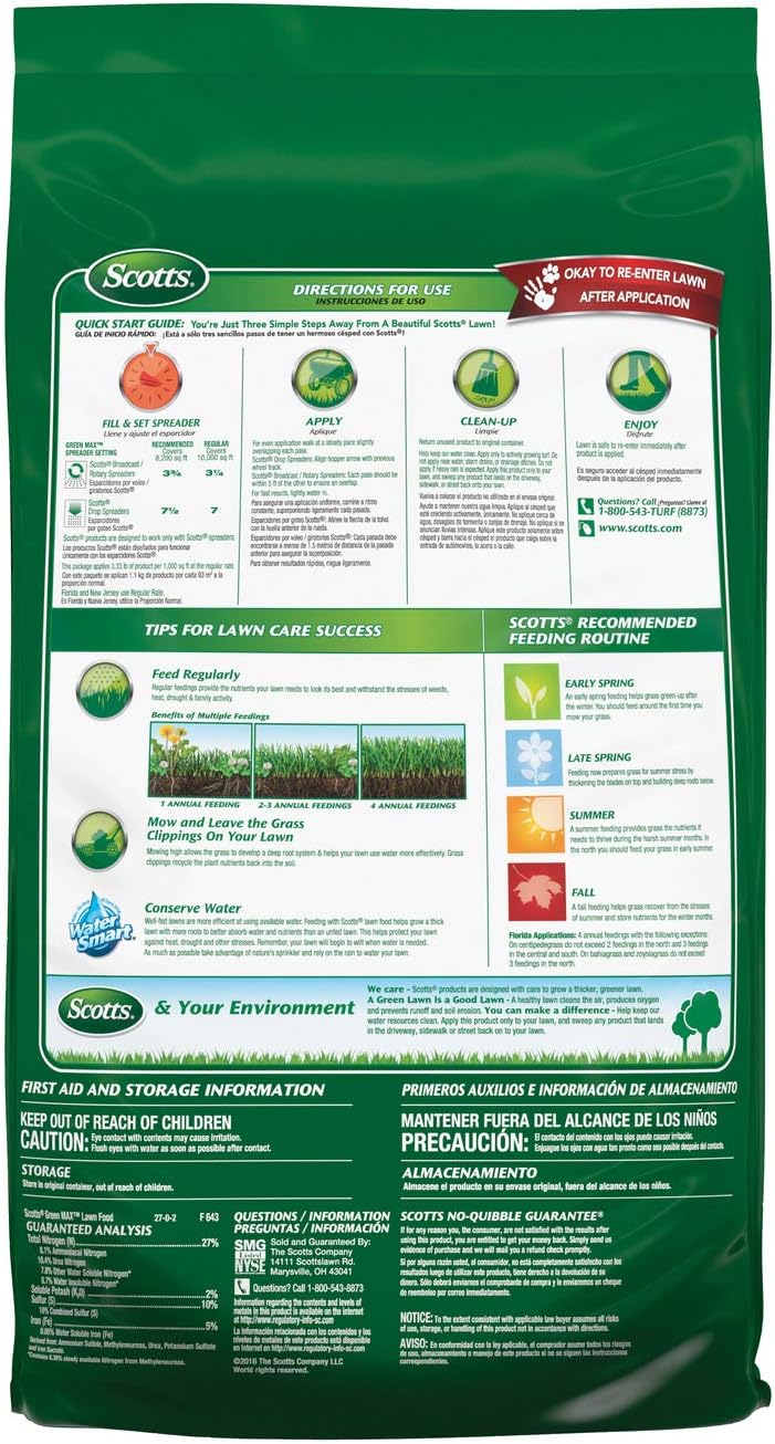 Scotts Green Max Lawn Food with Iron Supplement for Vibrant Greening, 33.33 lbs, 2-Pack - Espot.com.au