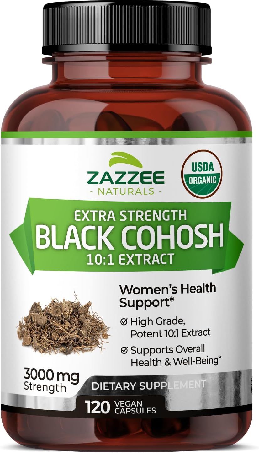 Organic Black Cohosh 10:1 Extract Capsules - 3000mg, 120 Vegan Capsules - 4 Month Supply - Non-GMO, Made in USA - Vegetarian Formula - Espot.com.au
