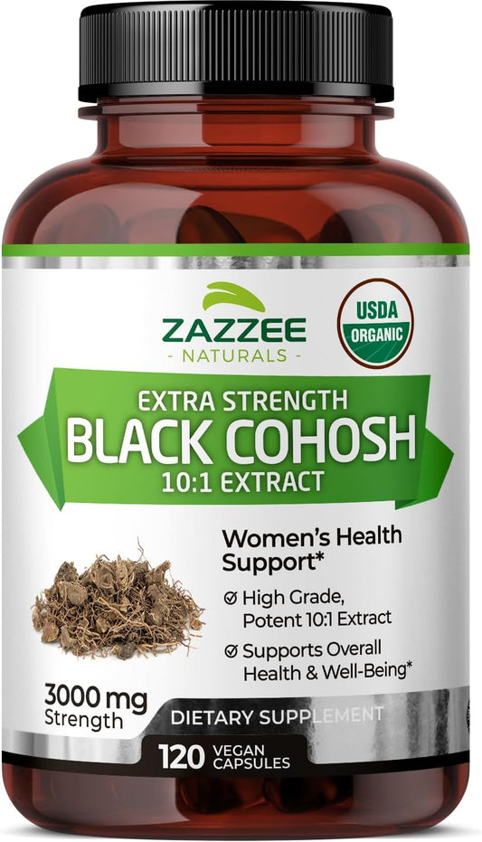 Organic Black Cohosh 10:1 Extract Capsules - 3000mg, 120 Vegan Capsules - 4 Month Supply - Non-GMO, Made in USA - Vegetarian Formula - Espot.com.au