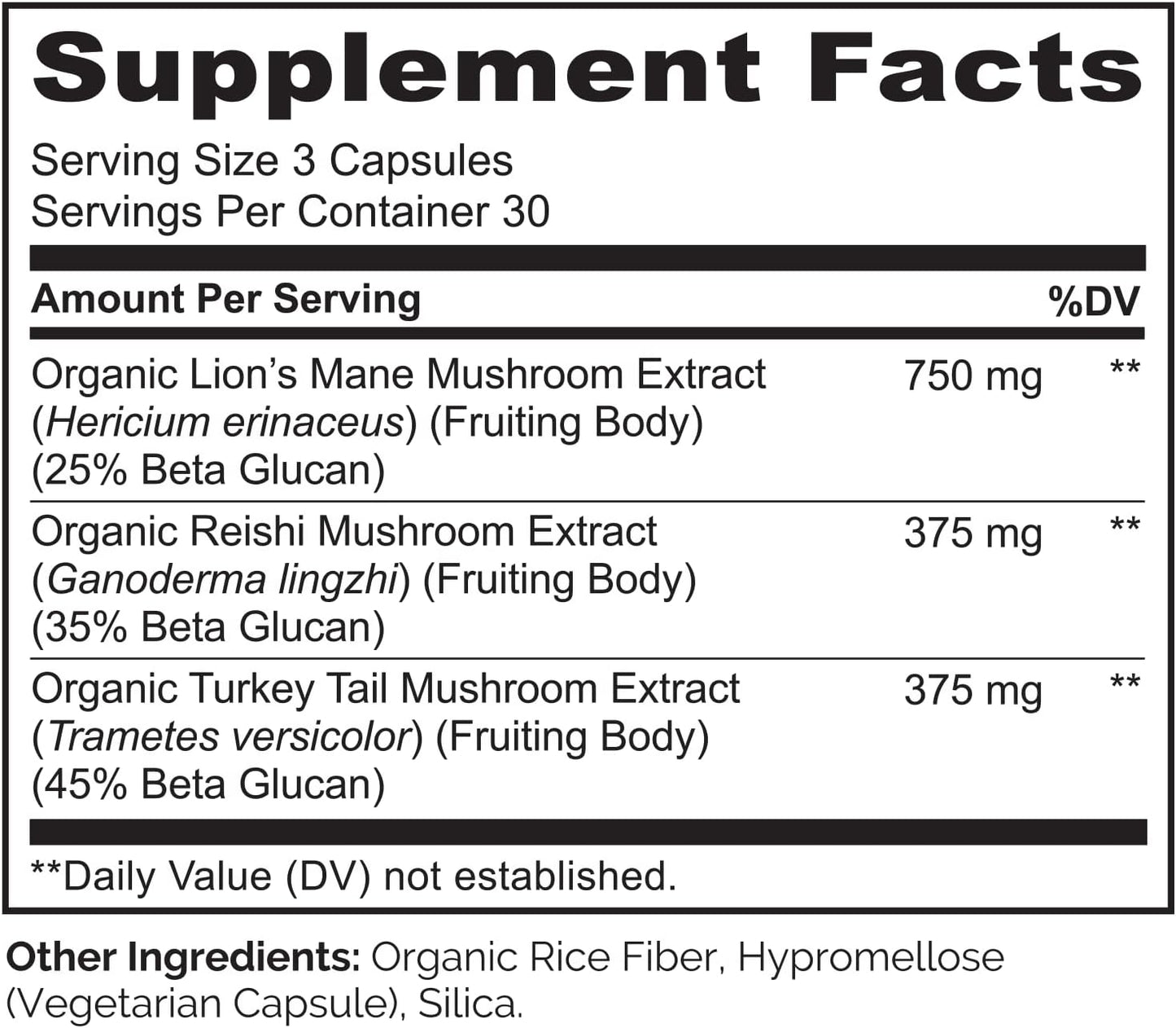 NATURELO Mushroom Supplement for Brain and Immune Health - Lion's Mane, Reishi, Turkey Tail - 90 Vegan Capsules - Espot.com.au