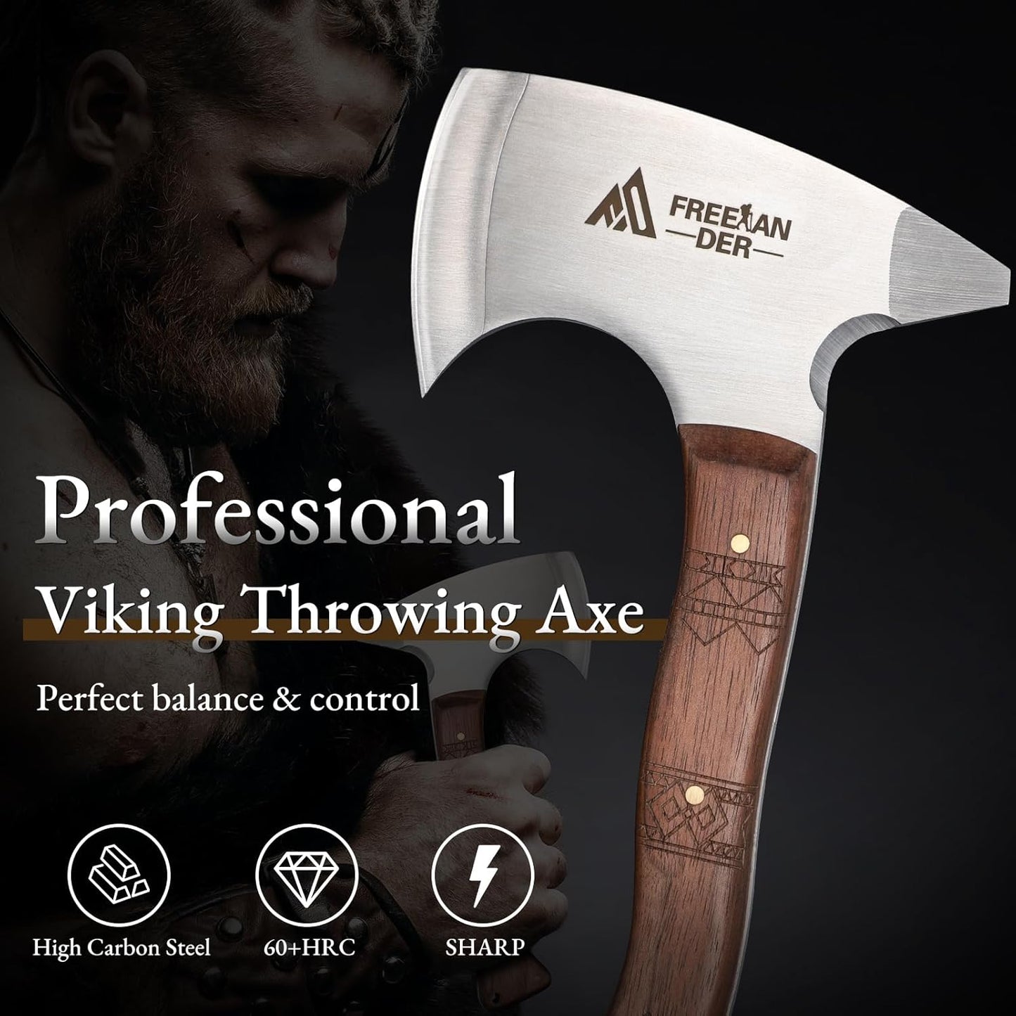 viking-throwing-axe-set---83-professional-throwing-axes-and-tomahawks-3-pack-with-leather-sheath---high-carbon-stainless-steel-hatchet-for-adults---backyard-axe-throwing-game-2