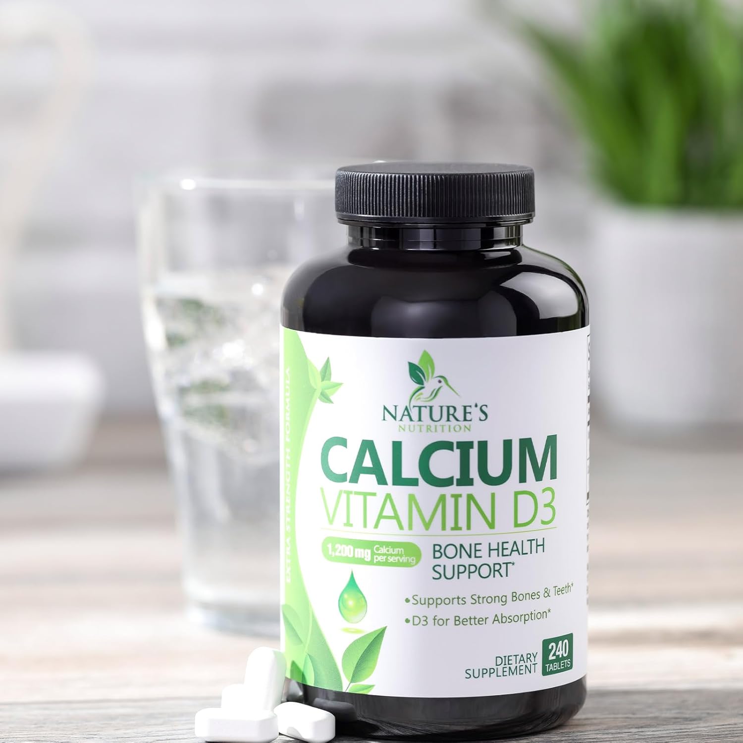 High Potency Calcium 1200mg with Vitamin D3 - 240 Tablets, Bone & Teeth Support, Immune System Boost, Absorbable Calcium Supplement for Men & Women - Espot.com.au