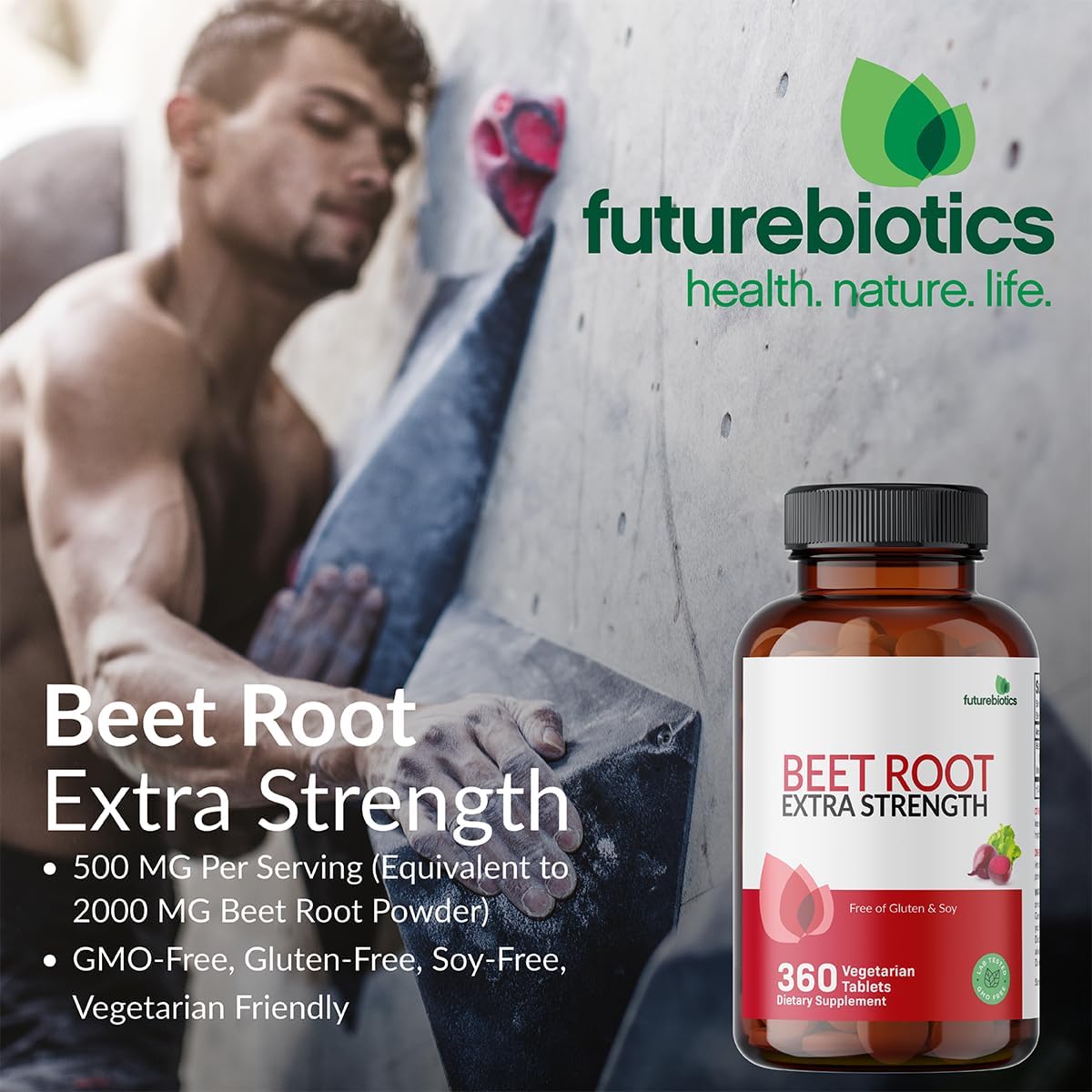 Extra Strength Non-GMO Beet Root Supplement - 360 Vegetarian Tablets by Futurebiotics - Espot.com.au