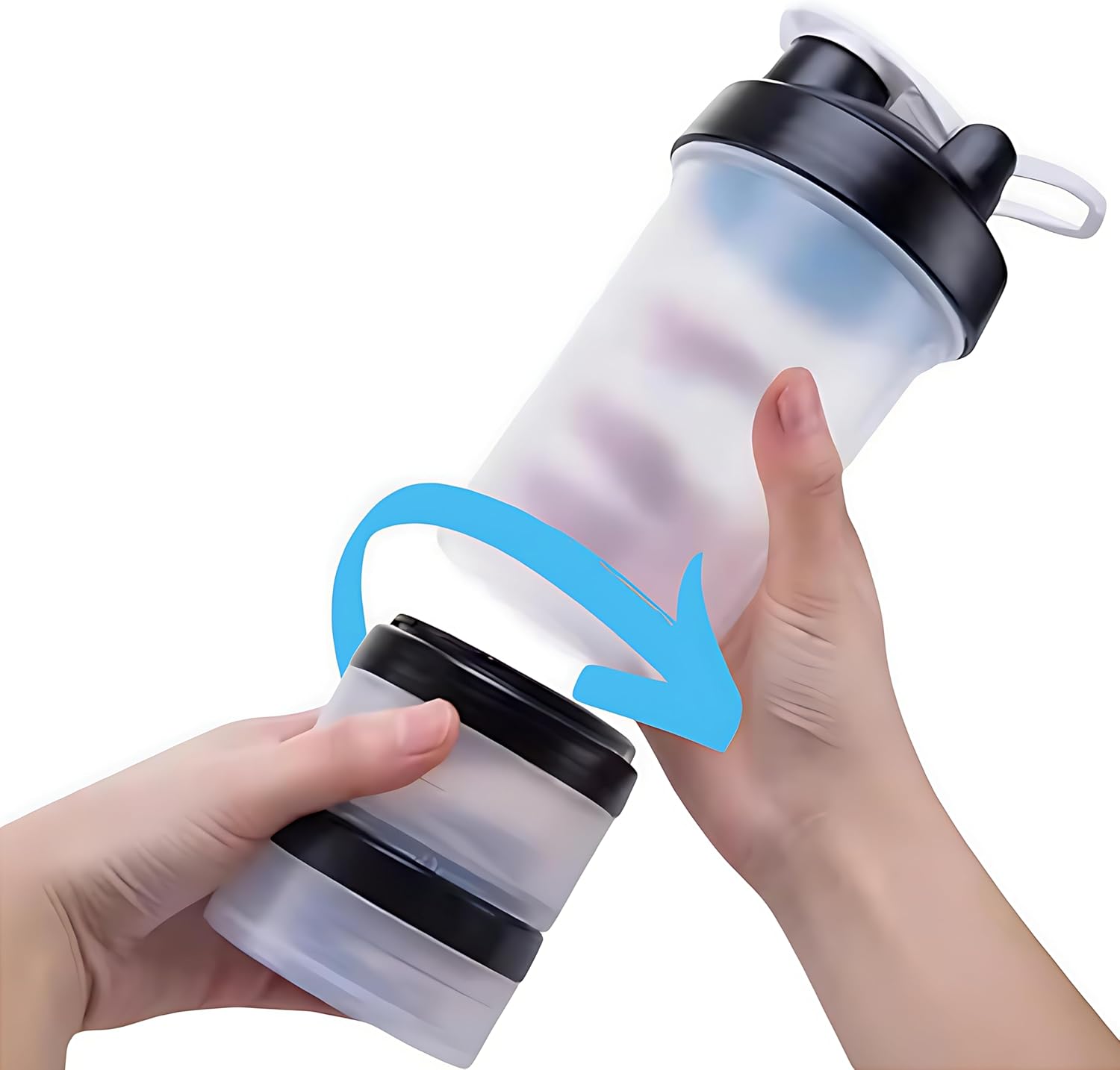 fittify-protein-shaker-bottle-with-storage-compartments---169-oz-500-ml---ideal-for-pre-workout-protein-supplements---black-color-3