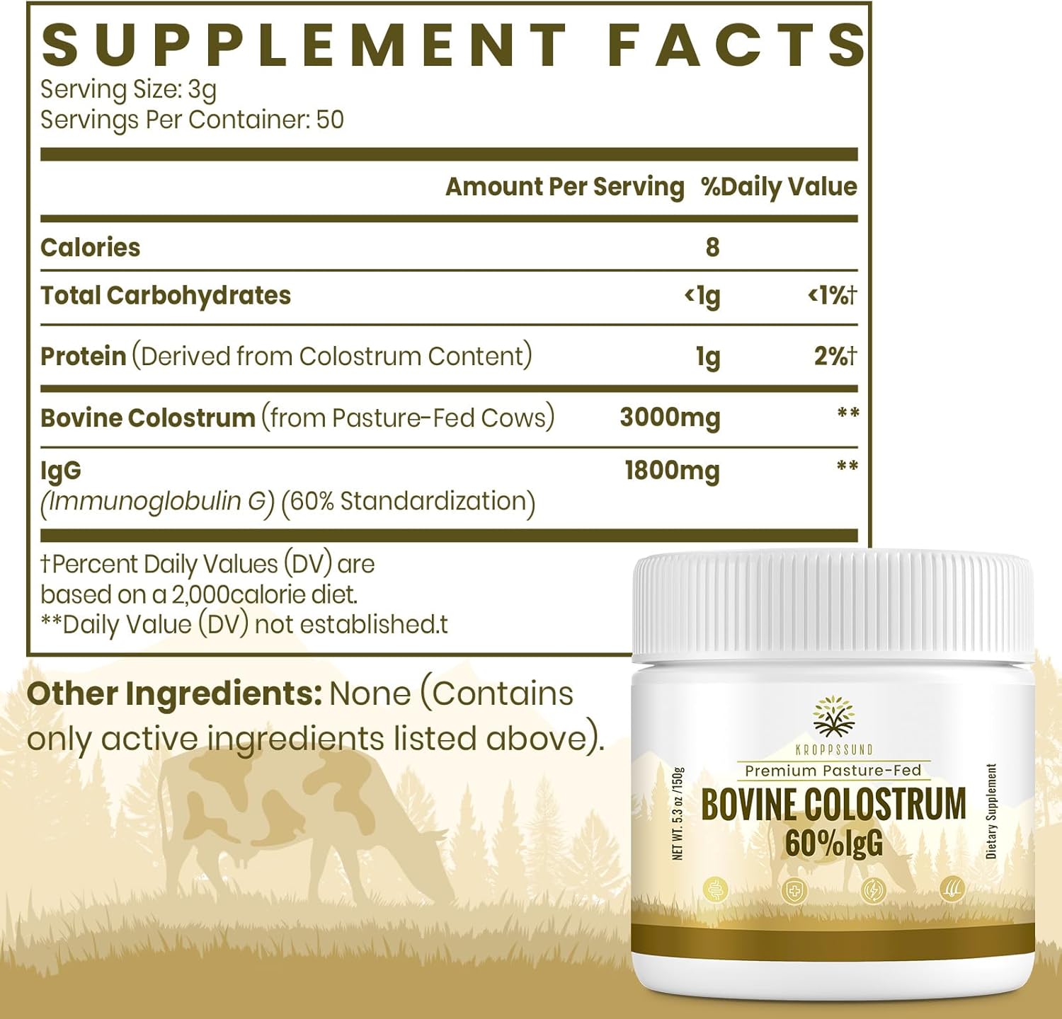 high-potency-3000-mg-bovine-colostrum-powder-supplement---60-igg-content---supports-gut-bone-exercise-immune-health---50-servings---1-bottle-2