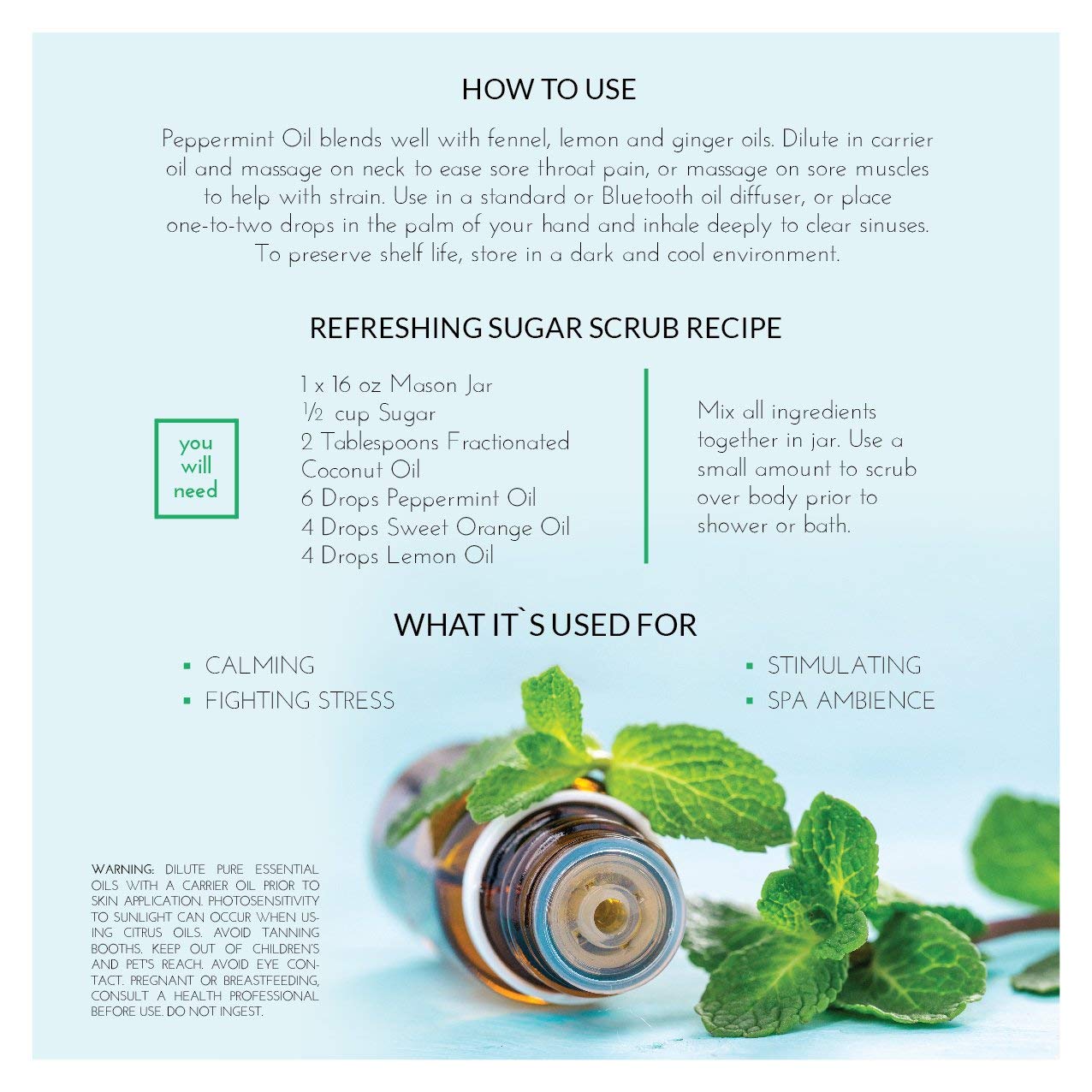 Peppermint Oil 4 oz - 100% Pure Essential Oil for Aromatherapy and Relaxation by ArtNaturals - Espot.com.au