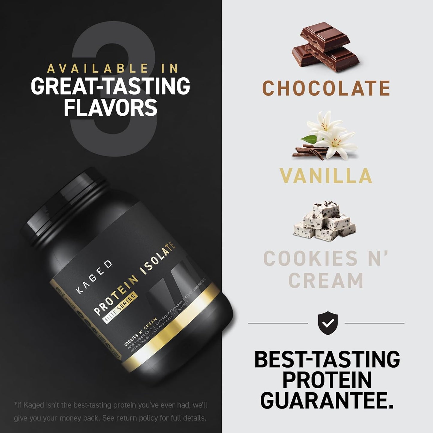 Chocolate Kaged Protein Powder Elite: High-Quality 100% Isolate Blend Whey, Casein, and Milk Protein for Muscle Recovery and Building - 2lbs - Espot.com.au