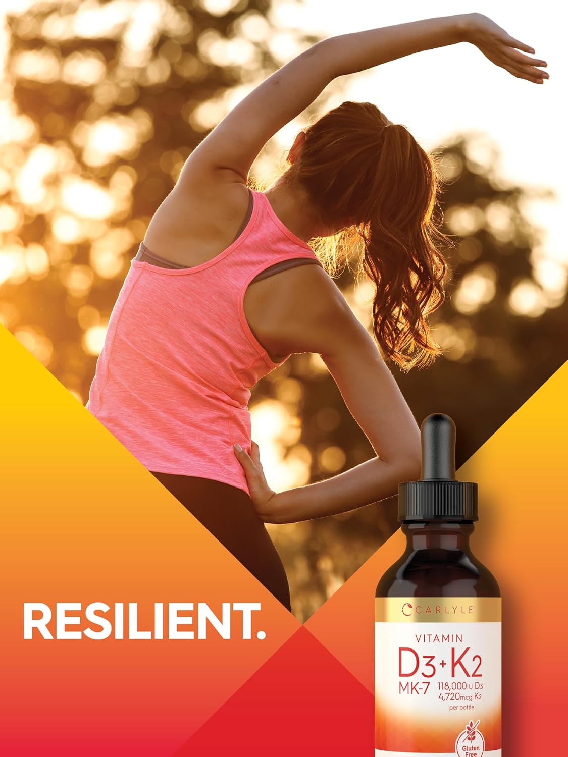 Carlyle Vitamin D3 K2 Drops 2 Fl Oz MK-7 Supplement Vegetarian Non-GMO Gluten Free - Espot.com.au