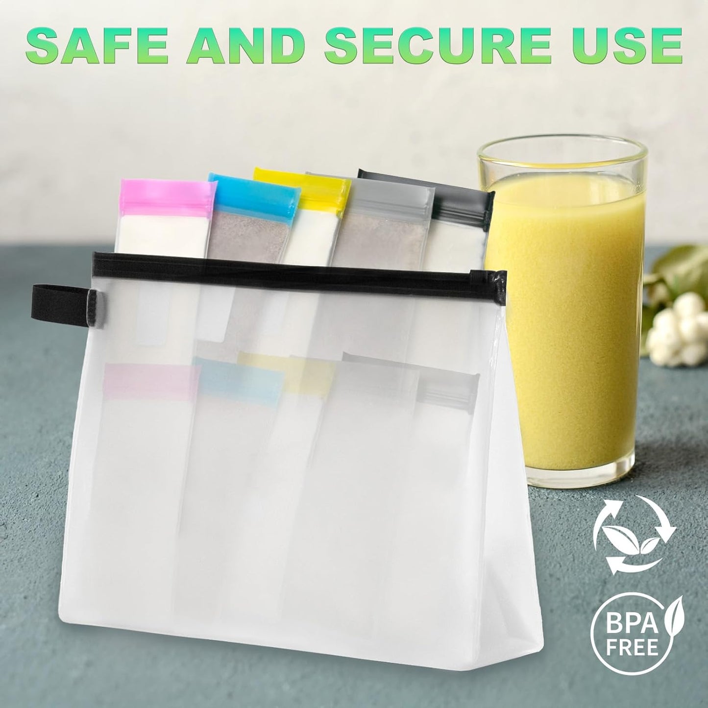 travel-protein-powder-container-set---25pcs-including-21-single-dose-bags-4-large-zip-up-bags-funnels-spoons-labels-spring-buckle---on-the-go-storage-solution-7