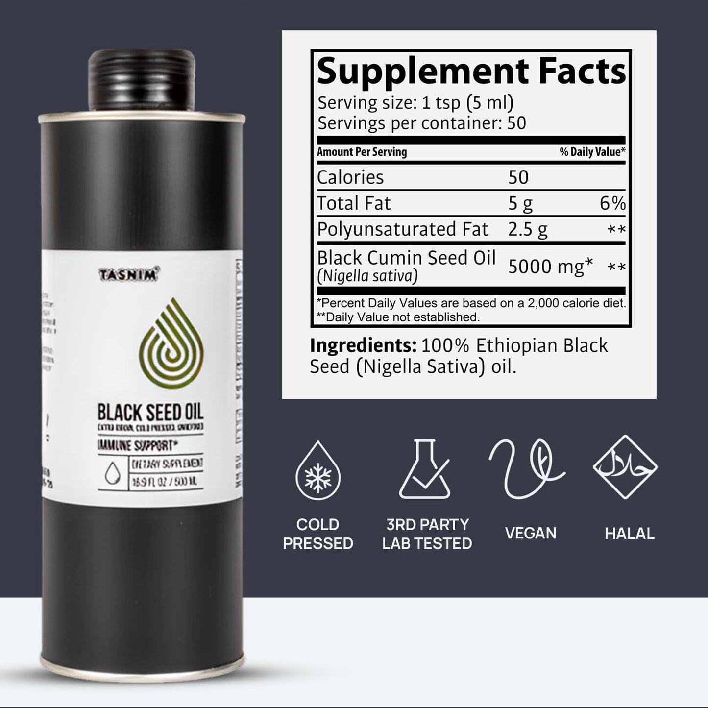 169-fl-oz-ethiopian-black-seed-oil---cold-pressed-for-immune-support---high-potency-thymoquinone-for-skin-hair-health---unrefined-black-cumin-seed-oil---gluten-free---100-tasnim-5