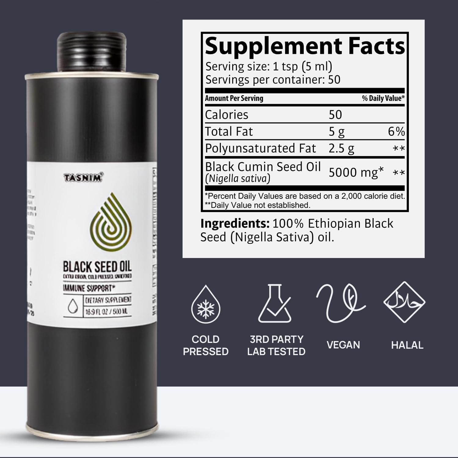 169-fl-oz-ethiopian-black-seed-oil---cold-pressed-for-immune-support---high-potency-thymoquinone-for-skin-hair-health---unrefined-black-cumin-seed-oil---gluten-free---100-tasnim-5