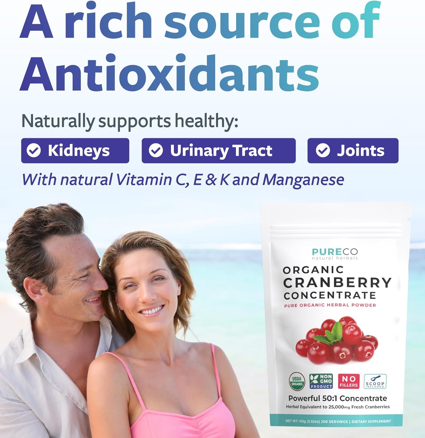 Organic USDA Cranberry Powder - Supports Urinary Tract Health - Pure Concentrate for Women & Men - Vegan Non-GMO (200 Servings) - Espot.com.au