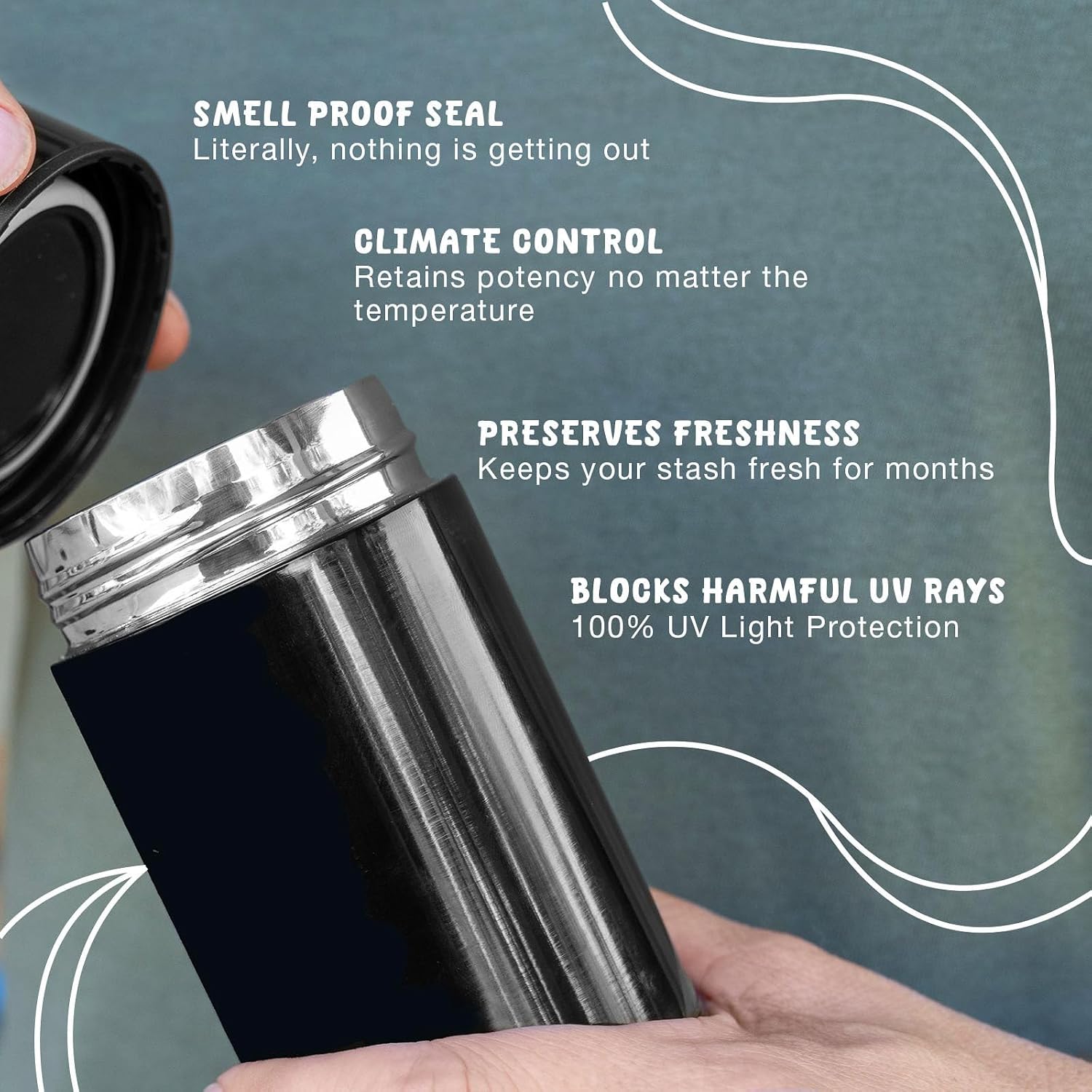 nugbuddy Mini Vacuum Sealed Storage Container with Nested Glass Jar - UV Protection, Temperature Control - Whiteboard Finish with Marker - 100 ml (1/4 Oz) - Espot.com.au