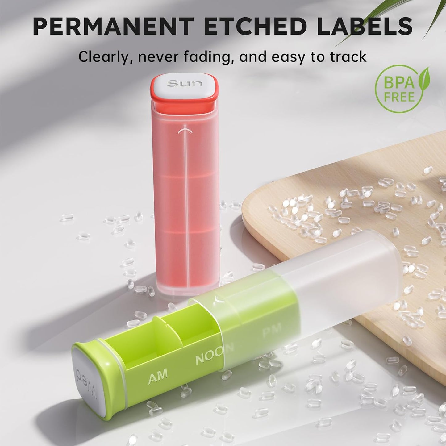 koviuu-weekly-pill-organizer-set---1-time-a-day-black-3-times-a-day-white---pill-case-for-medication-management-4