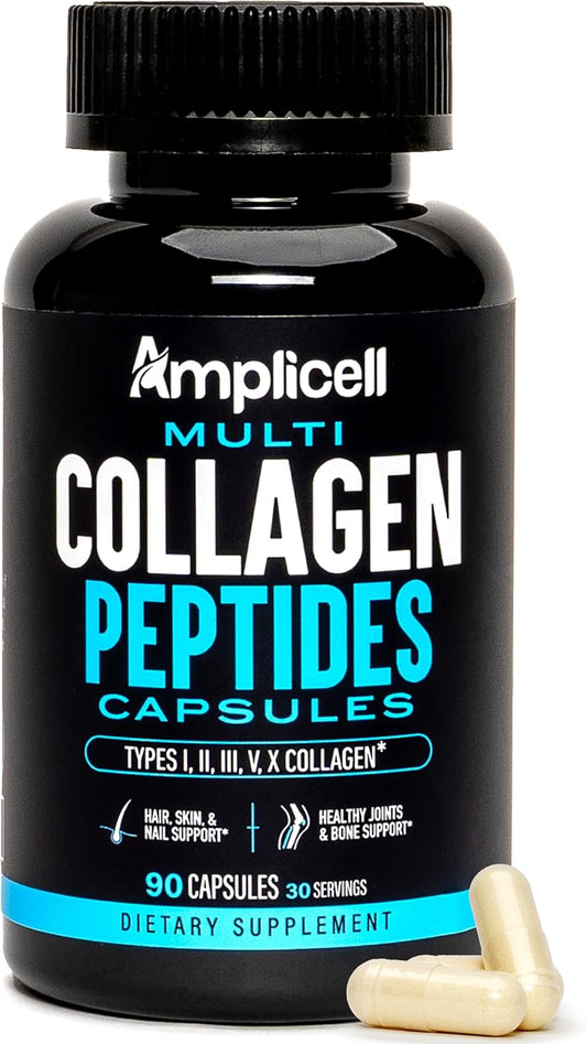 amplicell-multi-collagen-peptides-supplement-for-hair-skin-nails---fast-absorption-type-i-ii-iii-v-x---90-capsules-for-men-women-1