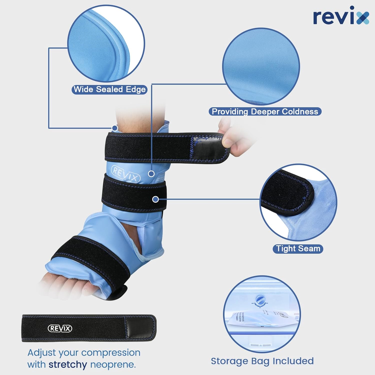 REVIX Ankle Ice Pack Wrap for Foot Pain Relief - Reusable Gel Cold Packs for Achilles Tendonitis, Plantar Fasciitis, Sprained Ankles and Heels - Feet Injuries Support - Espot.com.au