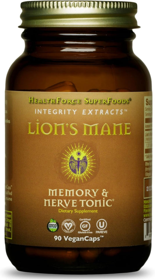 HealthForce SuperFoods Integrity Extracts Lion's Mane Capsules - 90 Vegan Capsules for Cognitive Support and Overall Wellness - Espot.com.au