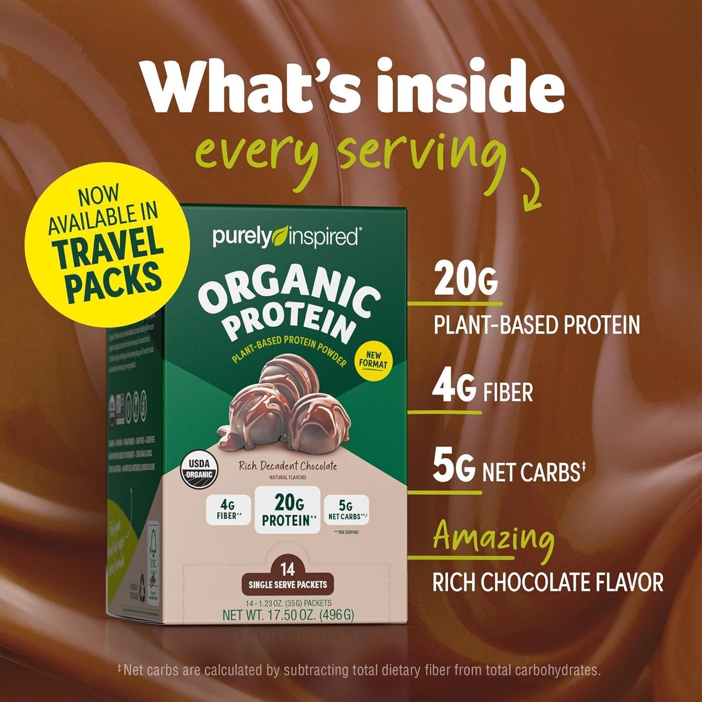 organic-plant-based-protein-powder---rich-decadent-chocolate-flavor---20g-protein-per-serving---dairy-free-non-gmo---single-serve-packets-for-smoothies-shakes---ideal-for-men-women-2