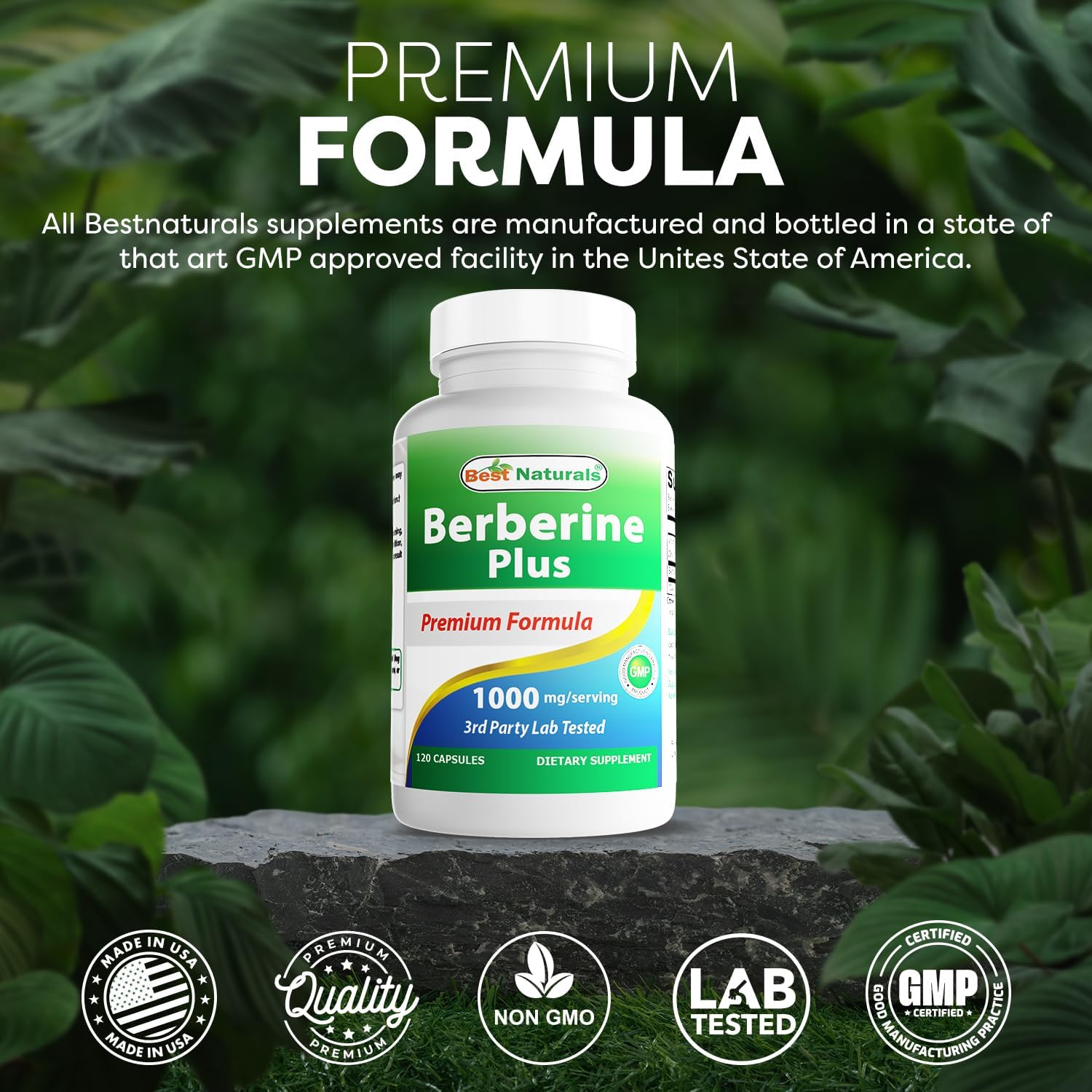 Natural Berberine Plus 1000mg - 240 Capsules for Blood Sugar Support & Heart Health - Twin Pack of 120 Count Bottles - Espot.com.au