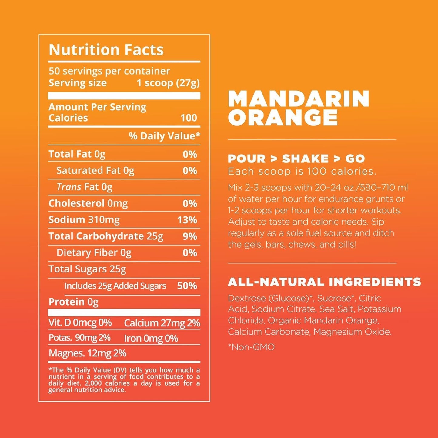 Tailwind Nutrition Endurance Fuel Powder - Gluten-Free & Vegan Sports Drink Mix with Electrolytes for Hydration, Mandarin Flavor, 50 Servings - Espot.com.au