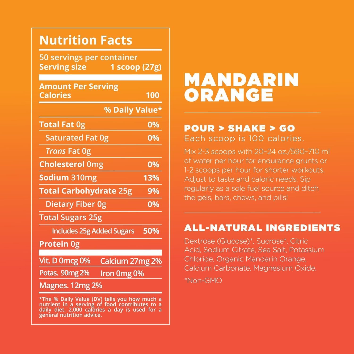 Tailwind Nutrition Endurance Fuel Powder - Gluten-Free & Vegan Sports Drink Mix with Electrolytes for Hydration, Mandarin Flavor, 50 Servings - Espot.com.au