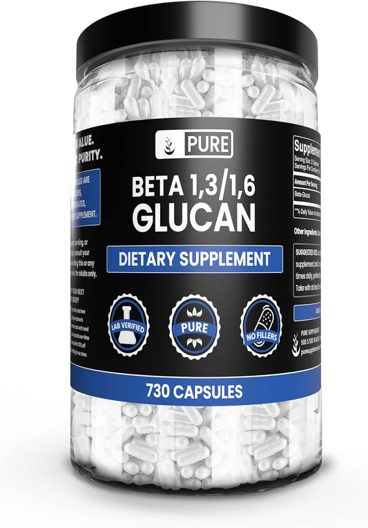 730 Count Beta Glucan 1,3/1,6 Capsules with Pure Original Ingredients - No Magnesium or Rice Fillers