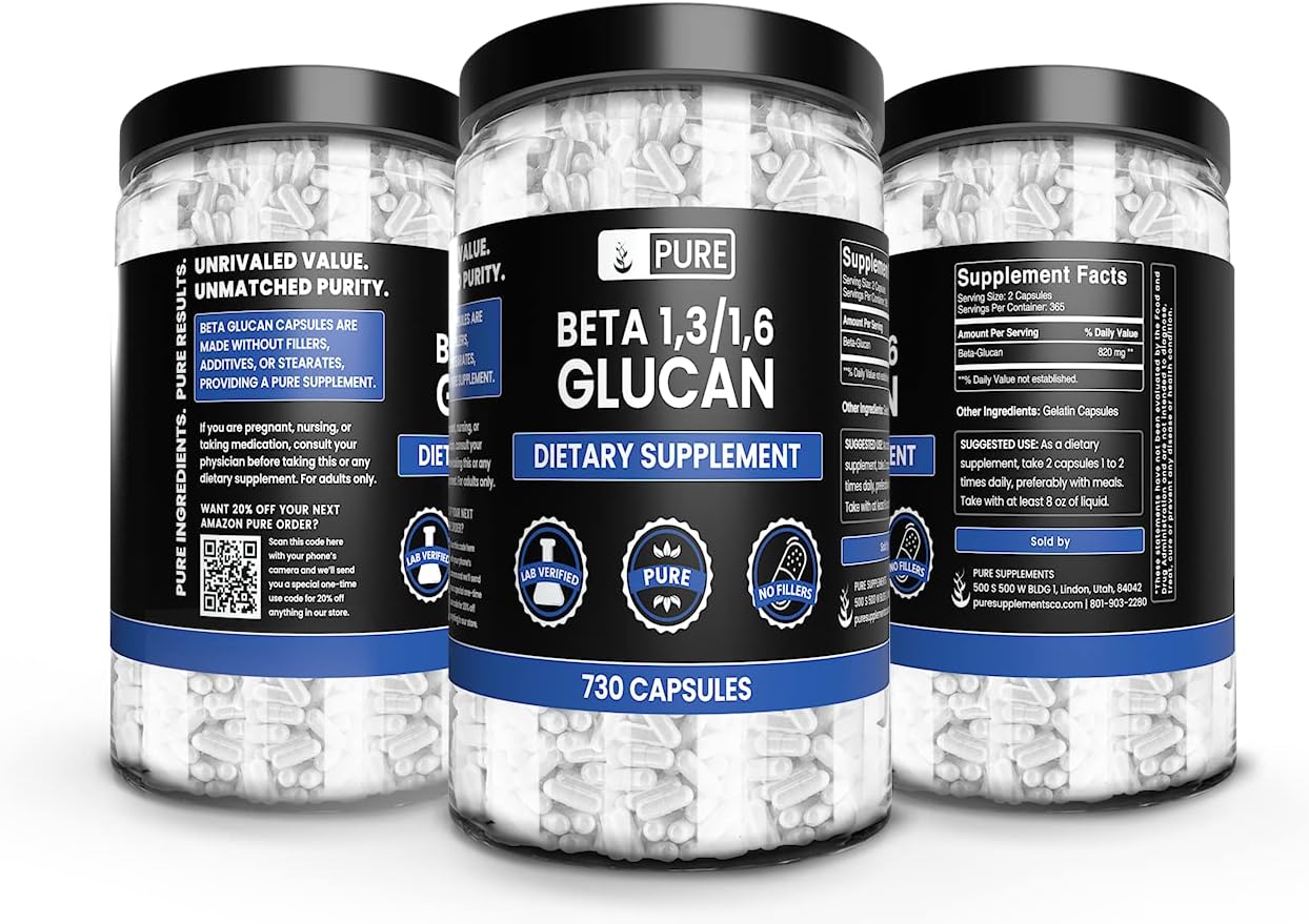 730 Count Beta Glucan 1,3/1,6 Capsules with Pure Original Ingredients - No Magnesium or Rice Fillers