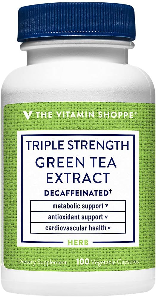 750mg Triple Strength Green Tea Extract Capsules with EGCG - Natural Antioxidant for Fat Metabolism - Decaffeinated, 100 Vegetarian Capsules for Fighting Free Radicals