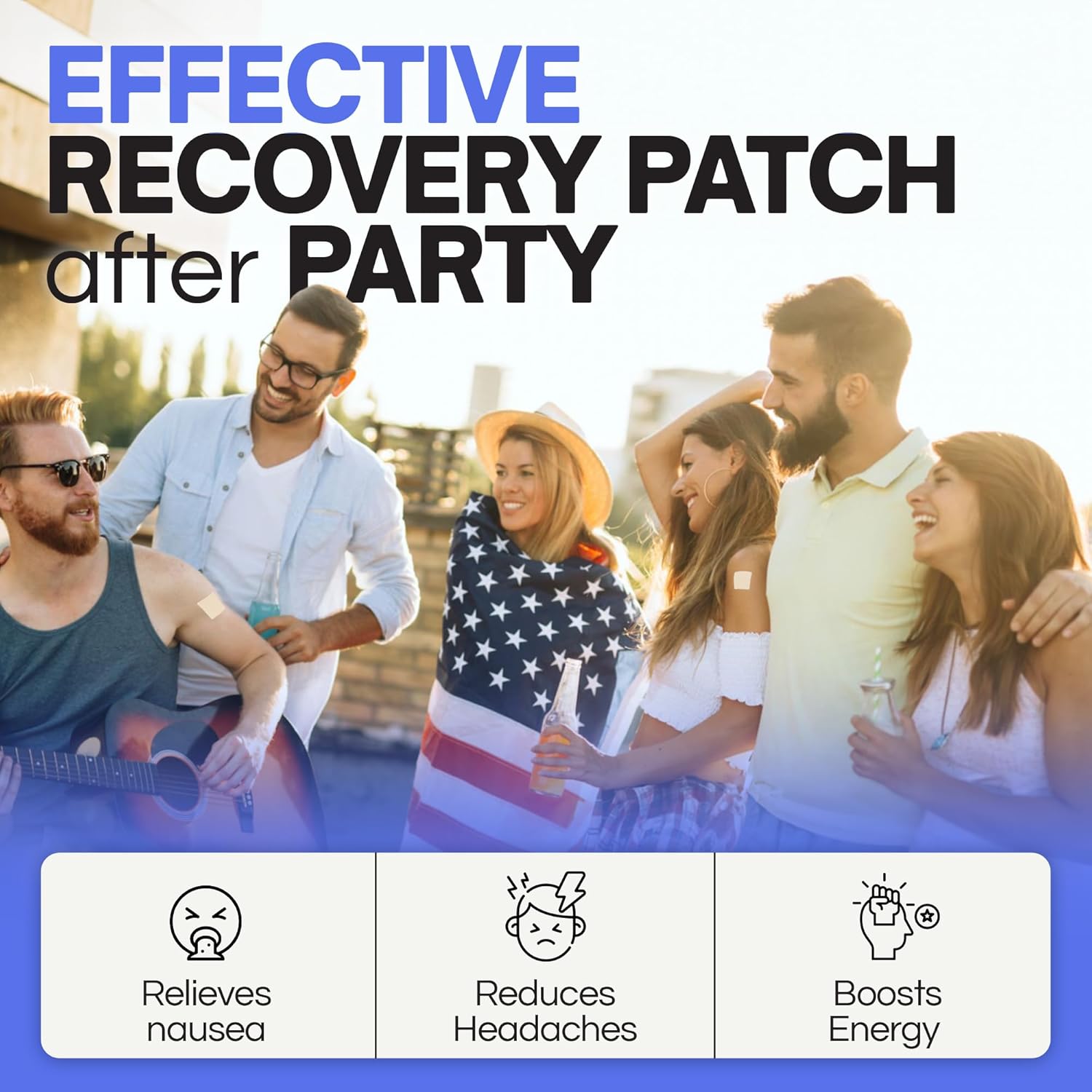 78 HUFITION Party Patches for Motion Sickness, Sleep, and Hangover Relief - Ideal Bachelorette Party Favors for a Balanced Nightlife