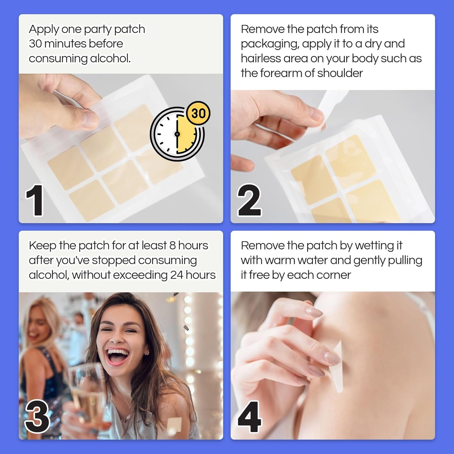 78 HUFITION Party Patches for Motion Sickness, Sleep, and Hangover Relief - Ideal Bachelorette Party Favors for a Balanced Nightlife