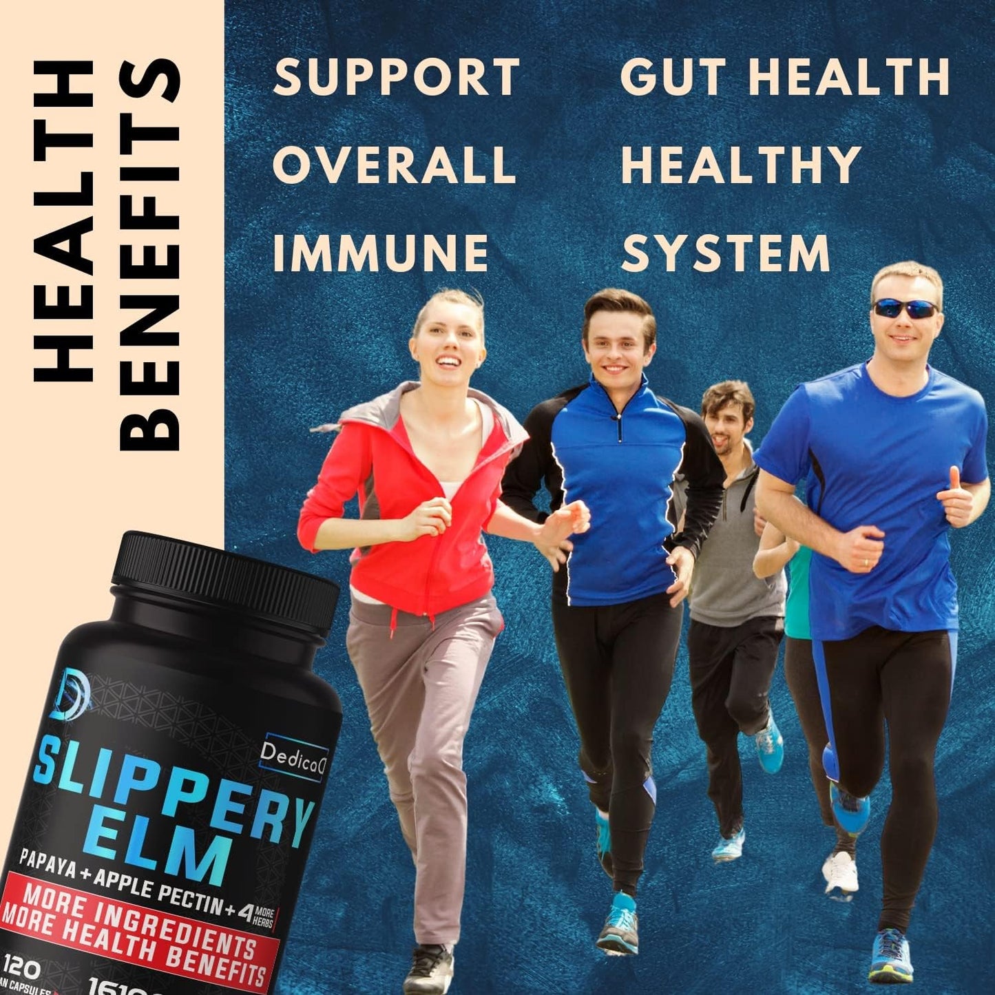 7in1 Slippery Elm Bark Extract 16100 mg - 120 Vegan Capsules - Immune & Body Support Supplement with Papaya, Turmeric, Apple Pectin, Peppermint, Ginger, Black Pepper