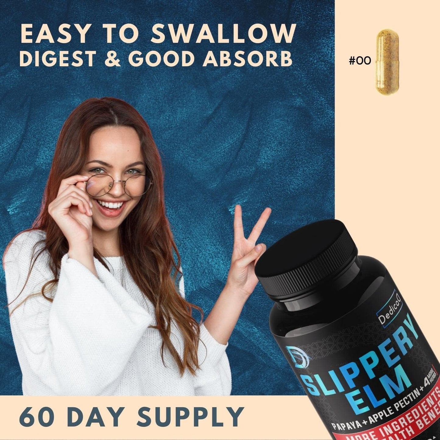 7in1 Slippery Elm Bark Extract 16100 mg - 120 Vegan Capsules - Immune & Body Support Supplement with Papaya, Turmeric, Apple Pectin, Peppermint, Ginger, Black Pepper