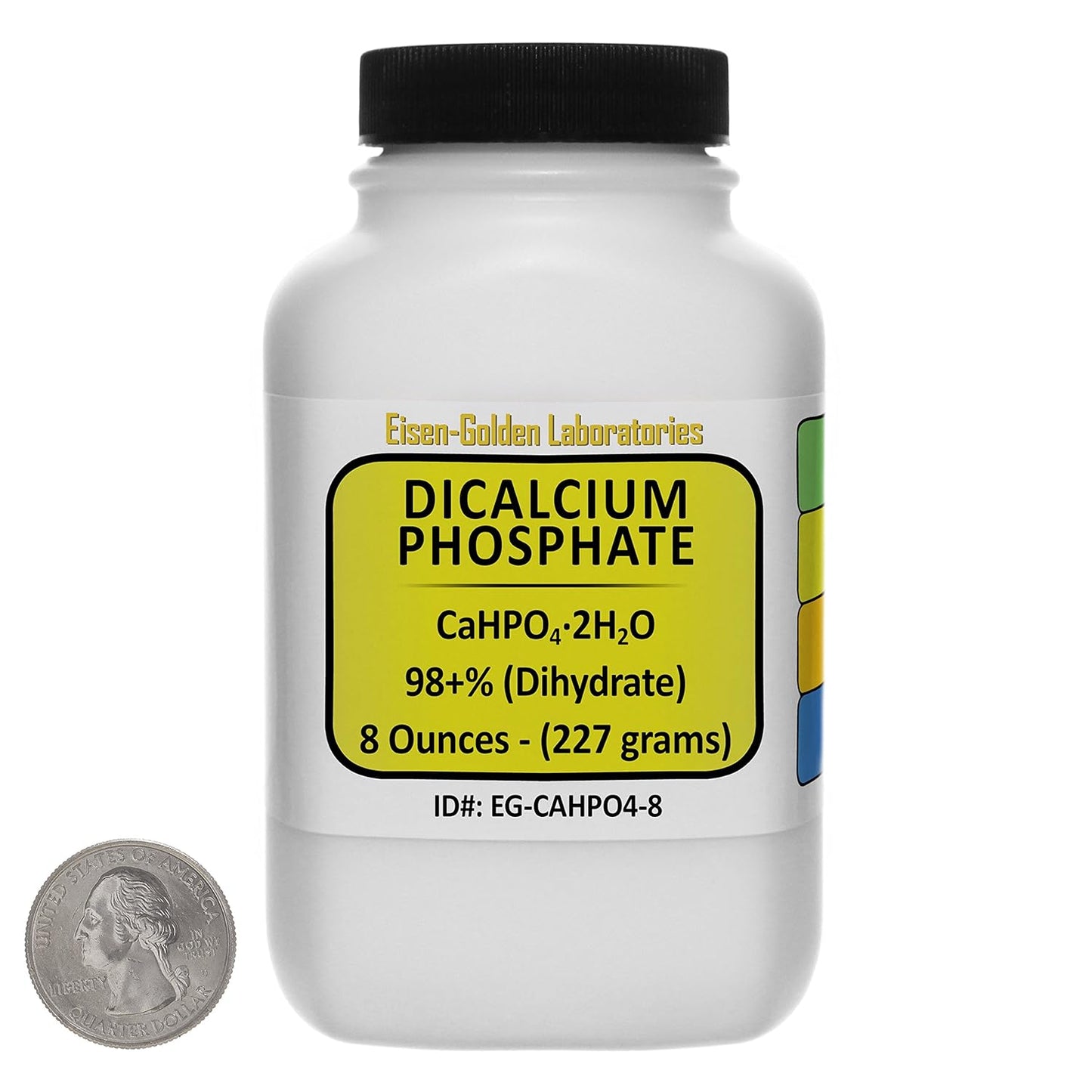 8 Oz USP Grade Dicalcium Phosphate Powder by Eisen-Golden Laboratories [CaHPO4] - 98% Purity, Space-Saver Bottle