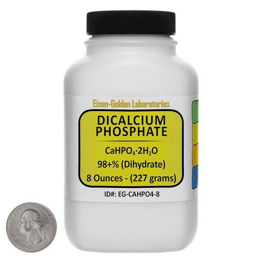 8 Oz USP Grade Dicalcium Phosphate Powder by Eisen-Golden Laboratories [CaHPO4] - 98% Purity, Space-Saver Bottle