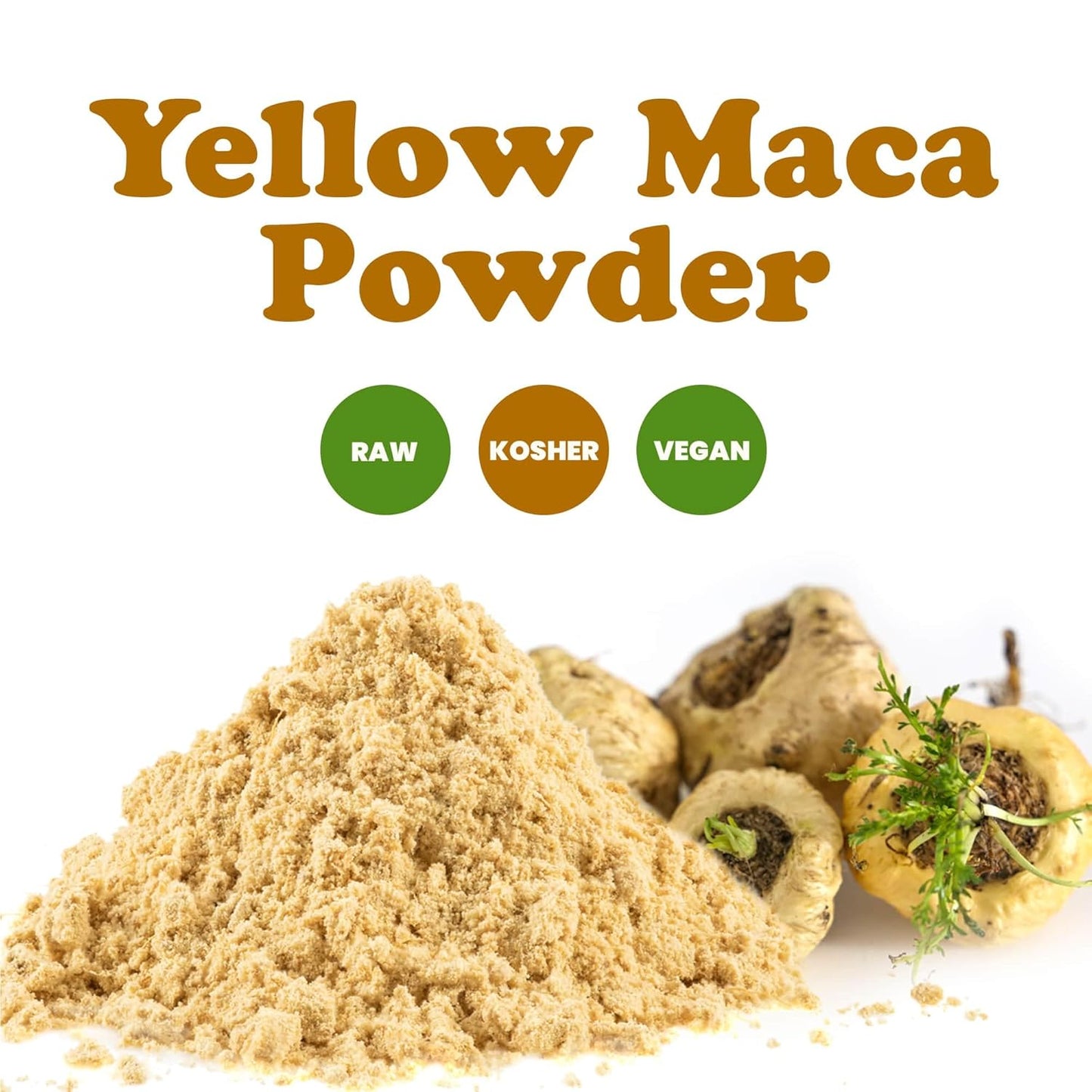 8 oz Yellow Maca Powder - Raw Ground Maca Root, Vegan, Kosher, Keto, Non-Gelatinized, Bulk - Vitamin C Rich
