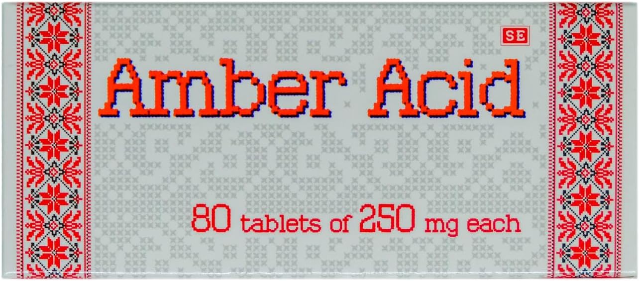 80 tablets of 0.25g Generic Succinic Acid (Amber Acid) with Vitamin C