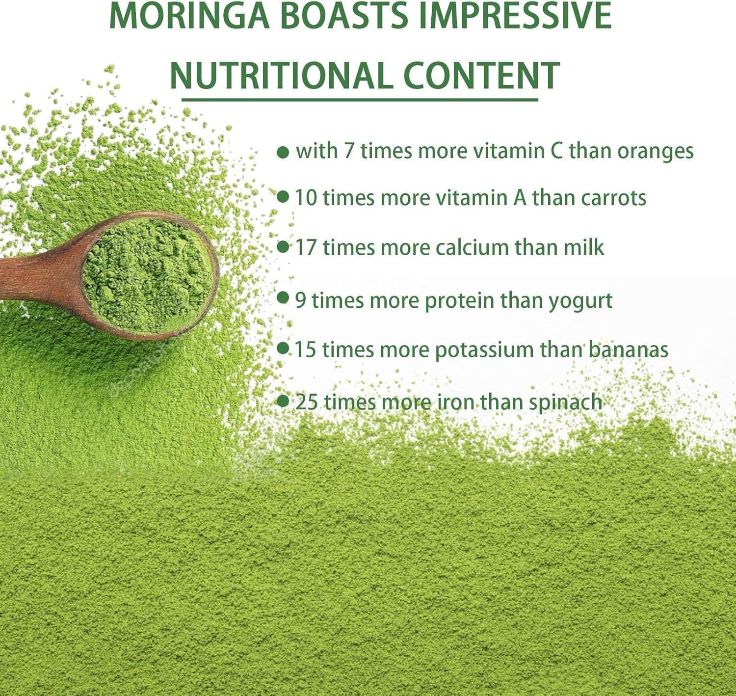 800mg Moringa Powder Capsules - Antioxidant Superfood for Energy, Skin Health & Gut Support - Rich in Vitamins & Amino Acids - Non-GMO, Natural - 60 Capsules