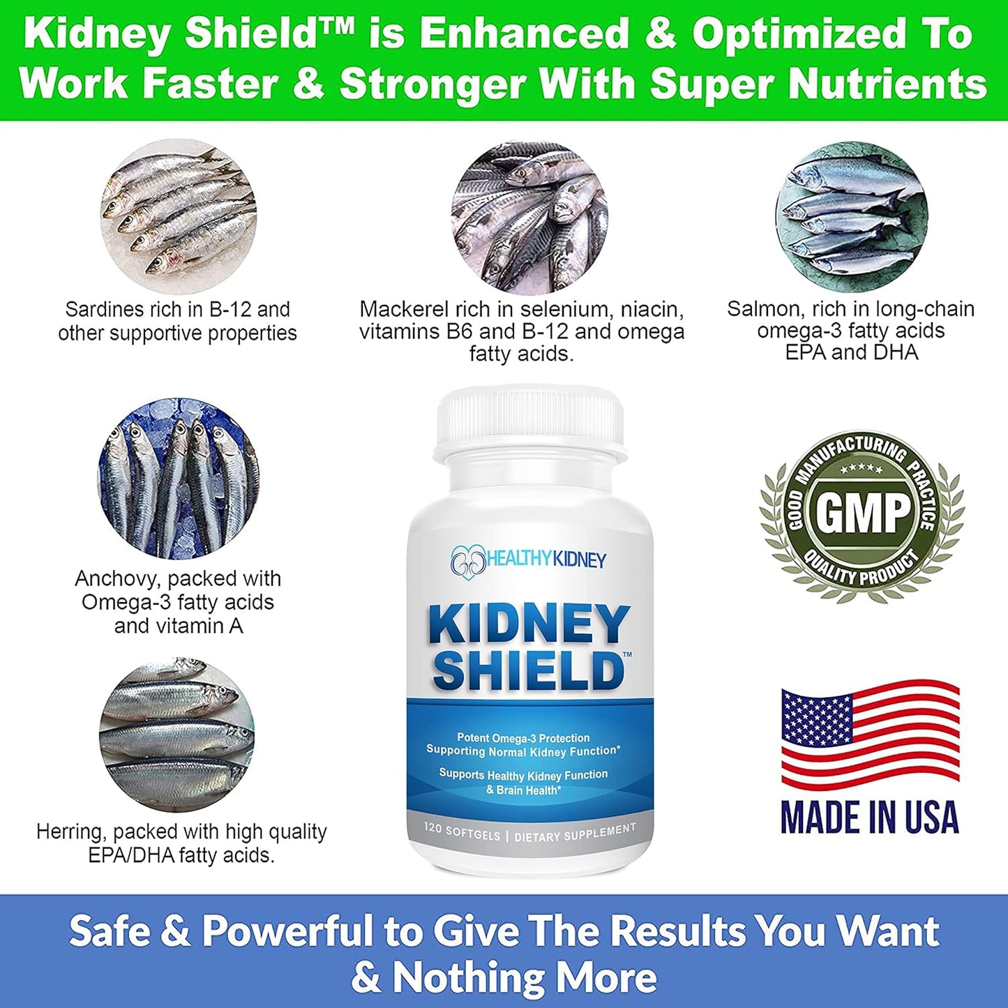 Kidney Shield Omega 3 Fish Oil Supplements for Kidney Health - Supports Normal Function & Cleanse Detox - 120 Lemon Softgels - Espot.com.au