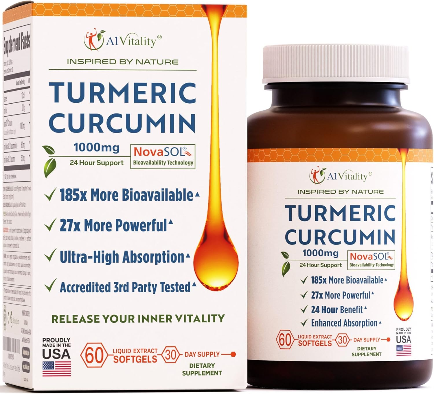 High Potency Turmeric Curcumin Softgels for Joint Support - Advanced NovaSOL Formula with 1000mg - Enhanced Bioavailability - Natural Supplement - Espot.com.au