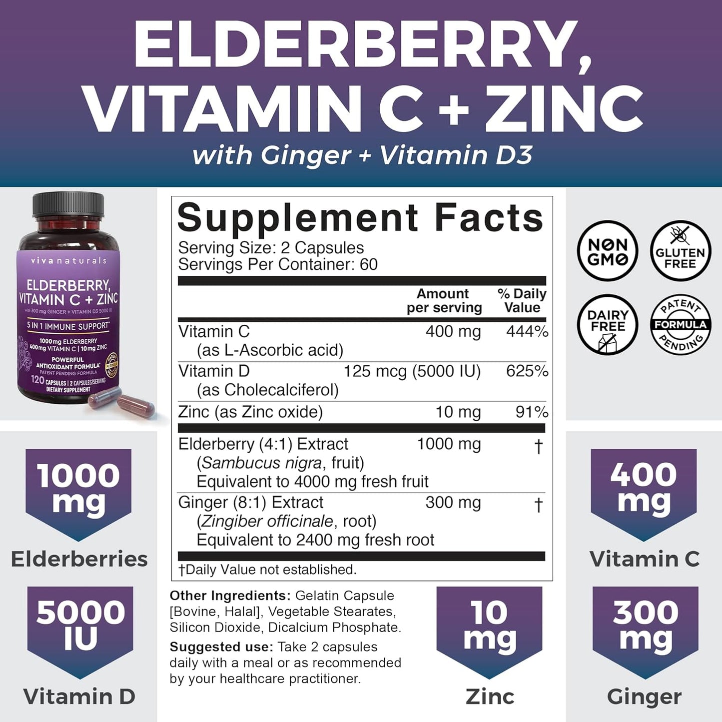 Antarctic Krill Oil and Elderberry Bundle with Vitamin C, Zinc, and Vitamin D3 - 1250mg Krill Oil for Joint Health, Elderberry for Immune Support, Omega 3 EPA and DHA - Espot.com.au