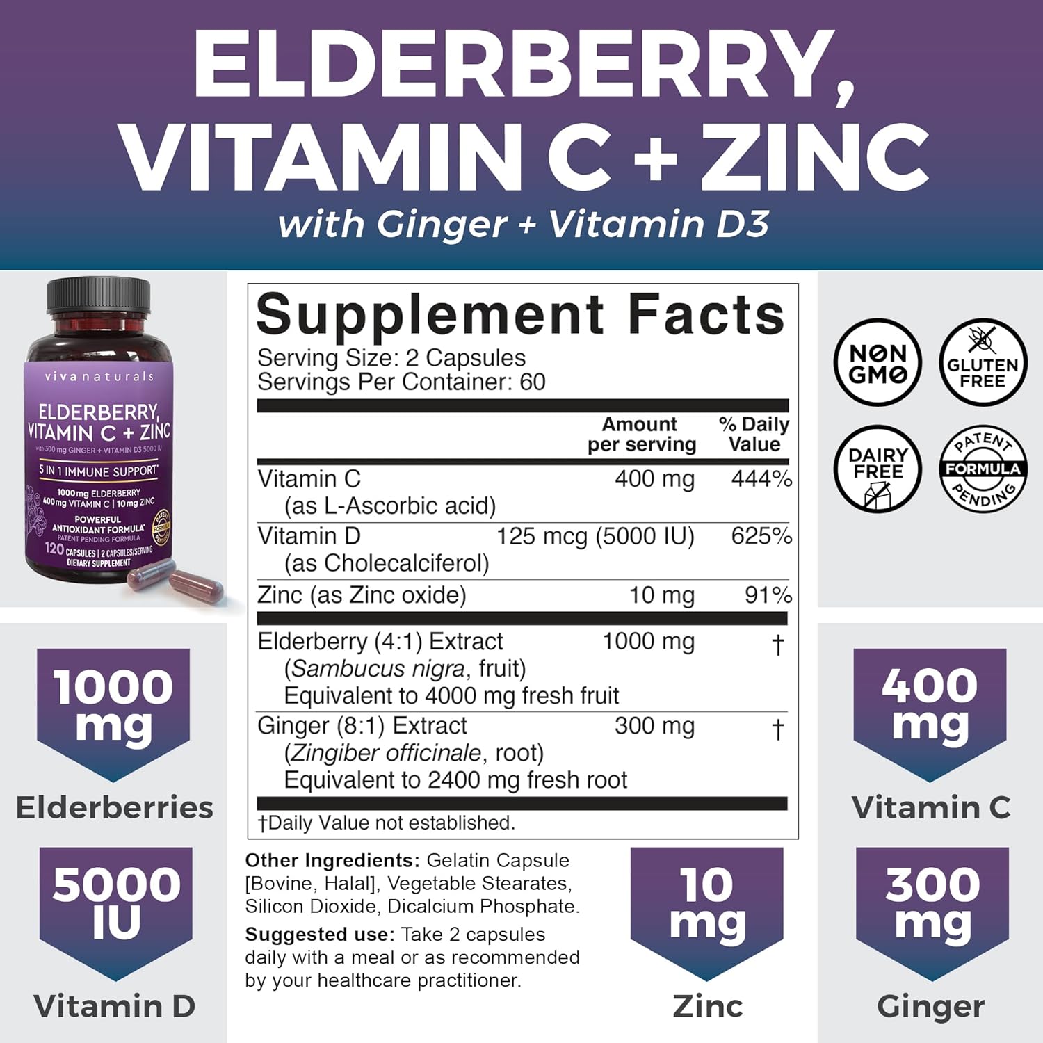 Antarctic Krill Oil and Elderberry Bundle with Vitamin C, Zinc, and Vitamin D3 - 1250mg Krill Oil for Joint Health, Elderberry for Immune Support, Omega 3 EPA and DHA - Espot.com.au