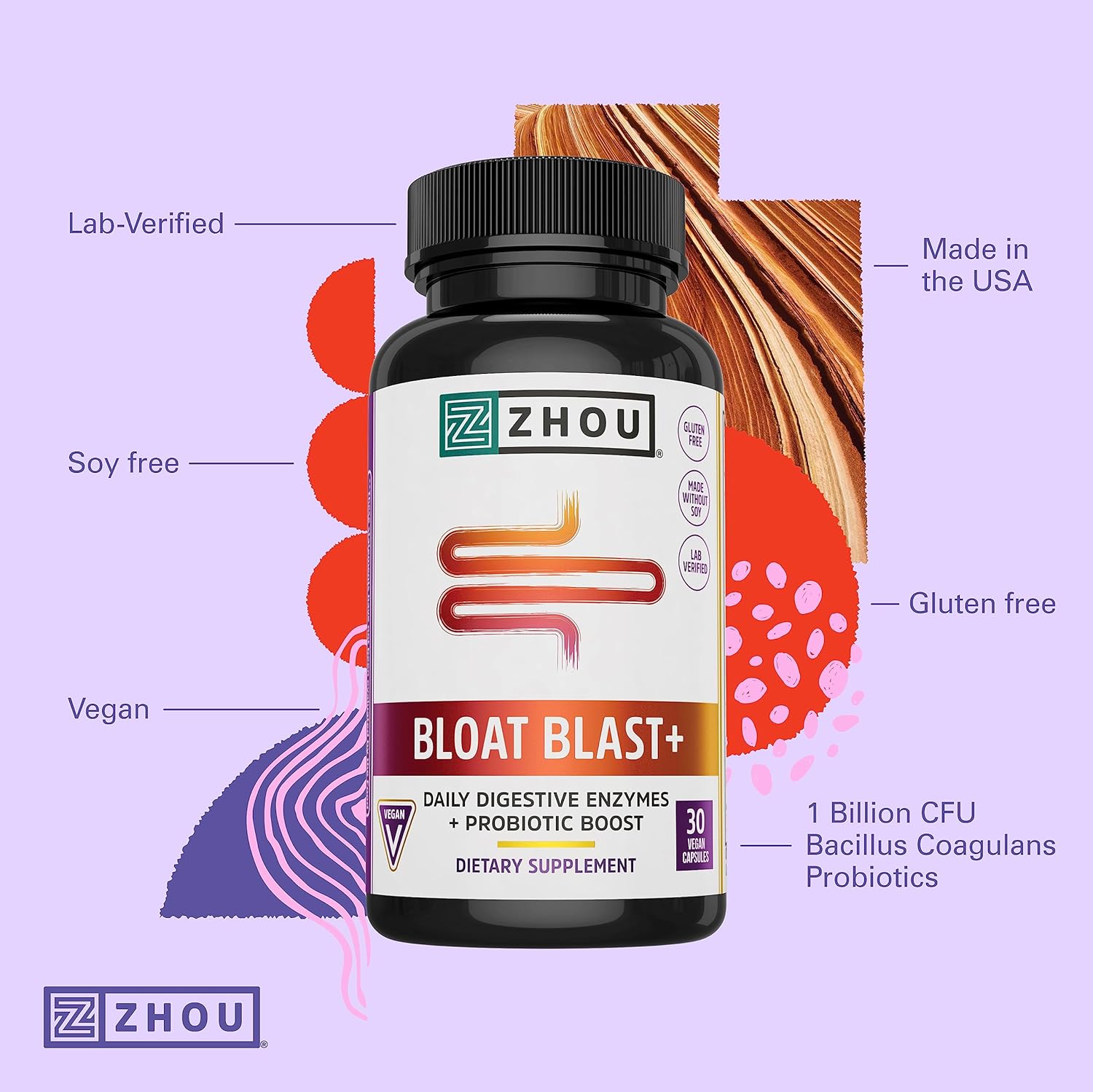 zhou-nutrition-bloat-blast-digestive-enzymes-with-probiotics---bloating-relief-reduce-water-retention-improve-digestive-health---vegan-non-gmo-gluten-free---30-servings-4