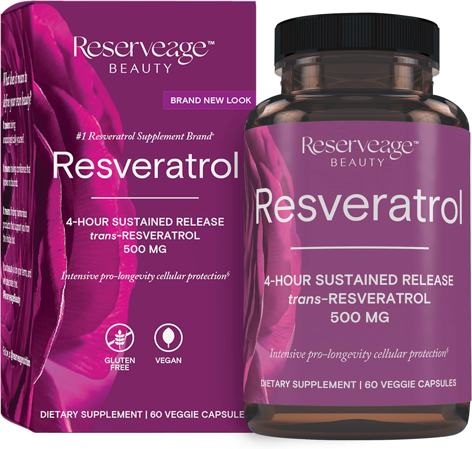 Reserveage Beauty Resveratrol 500mg Capsules - Heart & Cellular Health Antioxidant Supplement for Healthy Aging & Immune System, Paleo & Keto Friendly - Espot.com.au