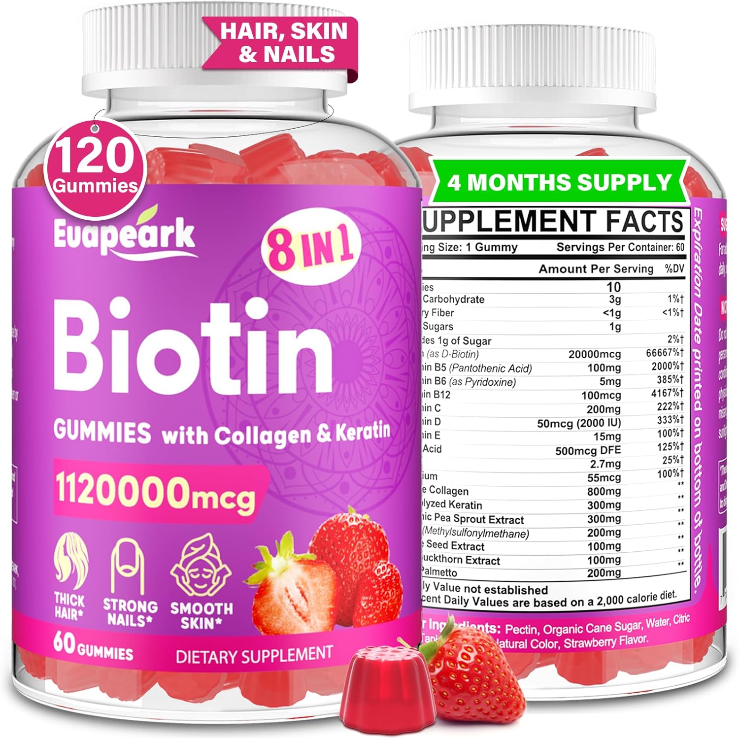 womens-hair-growth-biotin-gummies---max-strength-20000-mcg-organic-8-in-1-formula-with-collagen-keratin-folic-acid-vitamins---hair-skin-and-nails-supplement-sugar-free---120-count-1