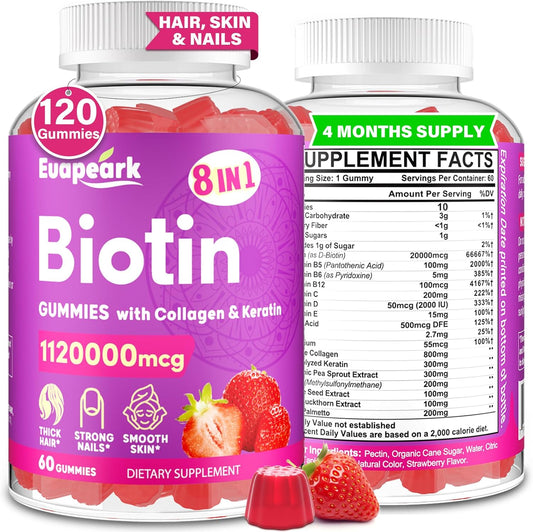 womens-hair-growth-biotin-gummies---max-strength-20000-mcg-organic-8-in-1-formula-with-collagen-keratin-folic-acid-vitamins---hair-skin-and-nails-supplement-sugar-free---120-count-1