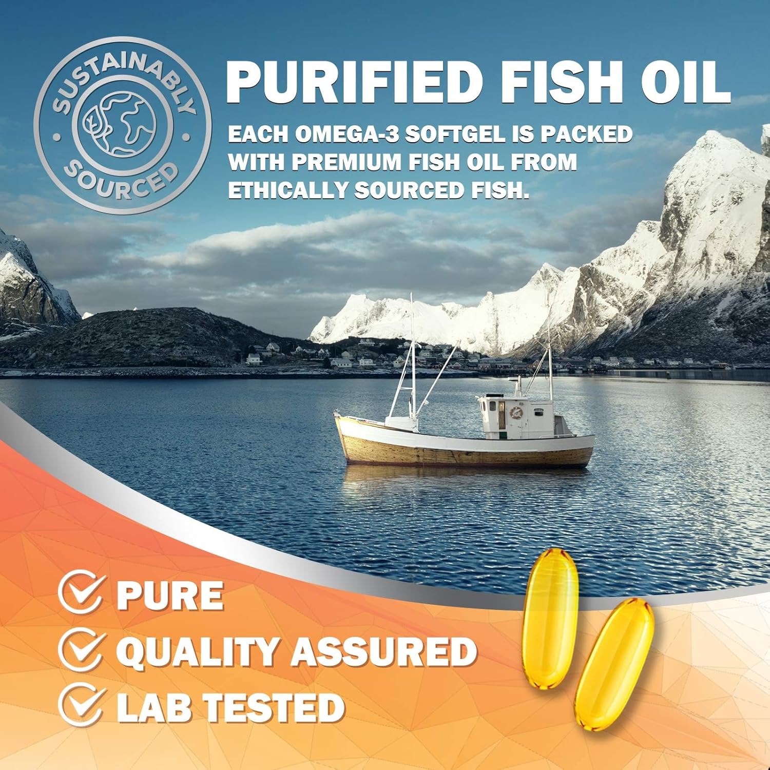 180 Nature's Nutrition Triple Strength Omega-3 Fish Oil Softgels, 2400mg, EPA & DHA for Brain & Heart Health, Omega-3 Supplement - Espot.com.au